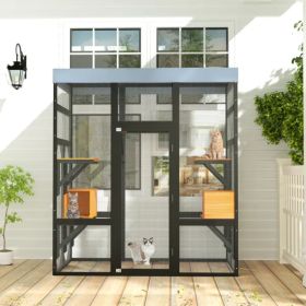 Large Outdoor Cat Enclosure Catio With 5 Platforms & 2 Napping Houses, Secure Metal Frame, Easy Assembly For Indoor & Outdoor Use (Option: Defaulttitle)