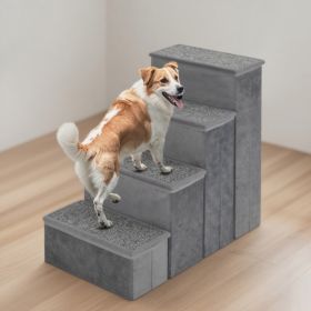4-Step Dog Stairs Non-slip Foldable Dog Ramp With Adjustable Steps (Option: Gray)