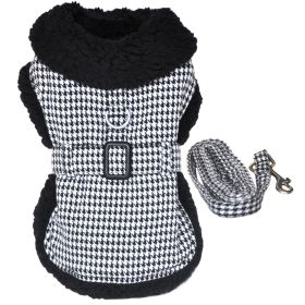 Black and White Classic Houndstooth Dog Harness Coat with Leash (Option: XX-Large)