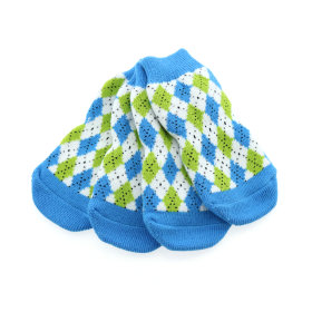 Non-Skid Dog Socks - Blue and Green Argyle (Option: X-Large)